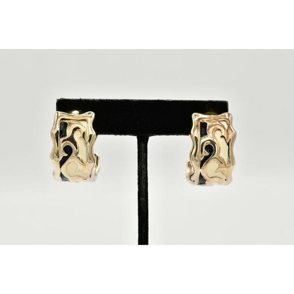 Givenchy Vintage Clip Earrings Dangle Gold Hoop Chunky Runway Signed 1980s BinW - Picture 1 of 11